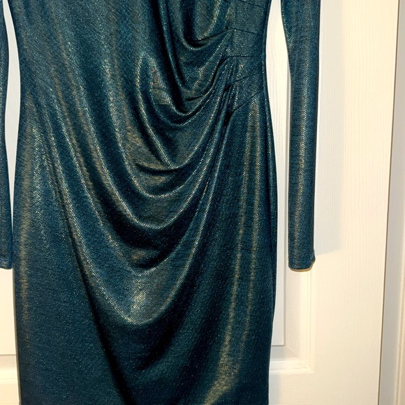 Green Bodycon Cowl Neck Long Sleeve Dress - Picture 5 of 5